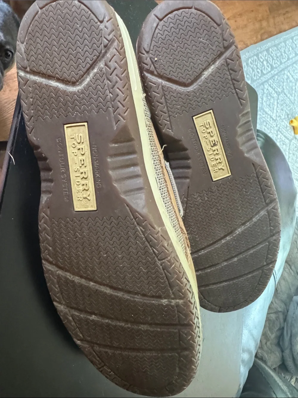 Sperry Brown and Beige Leather Mesh Boat Shoes
